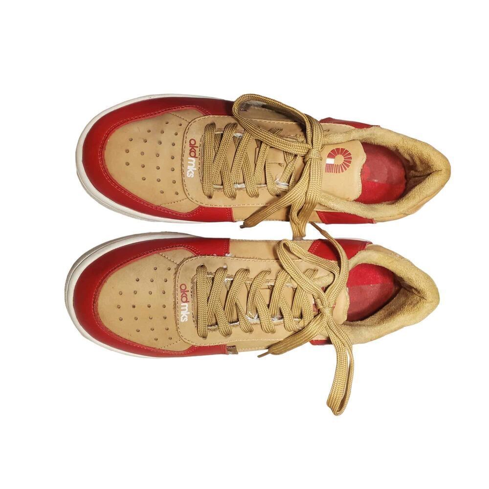 Rare Akcdemiks Red and Tan Leather Sneakers Size 9